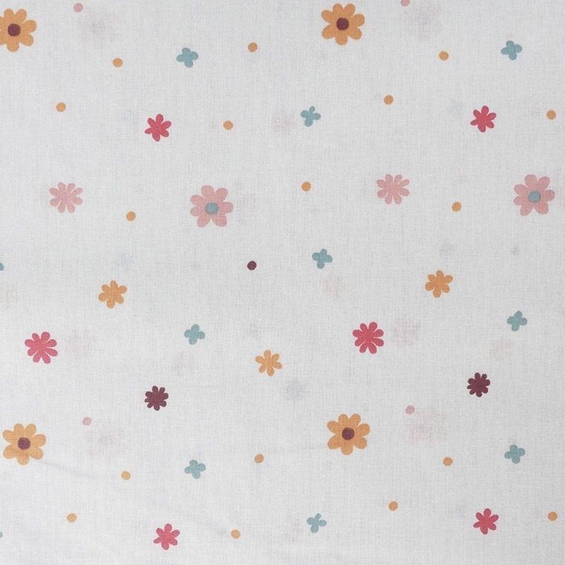 Coupon 3m Tissu Coton Imprimé Fleurinette Rose