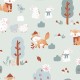 Coupon 3m Tissu Coton Imprimé Goupil Bleu