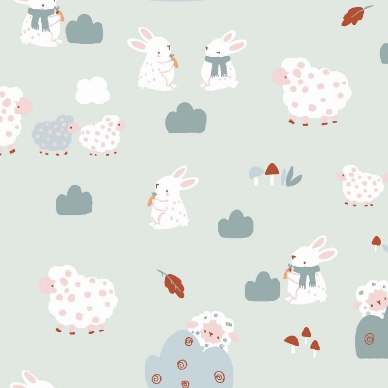 Coupon 3m Tissu Coton Imprimé Magneau Bleu