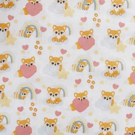Coupon 3m Tissu Coton Imprimé Nuage Multico