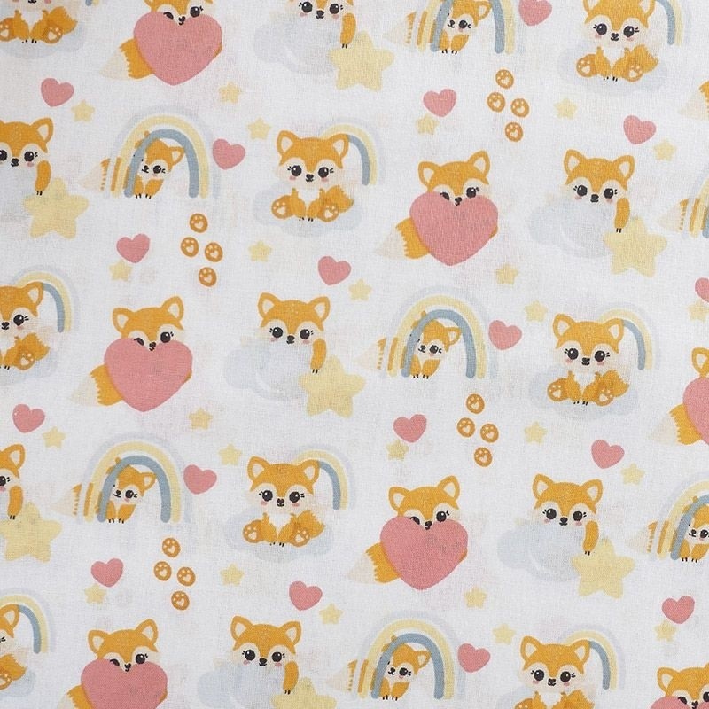 Coupon 3m Tissu Coton Imprimé Nuage Multico