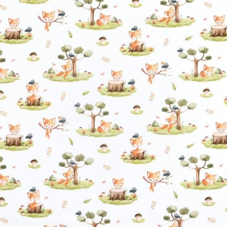 Coupon 3m Tissu Coton Imprimé Renard Multico