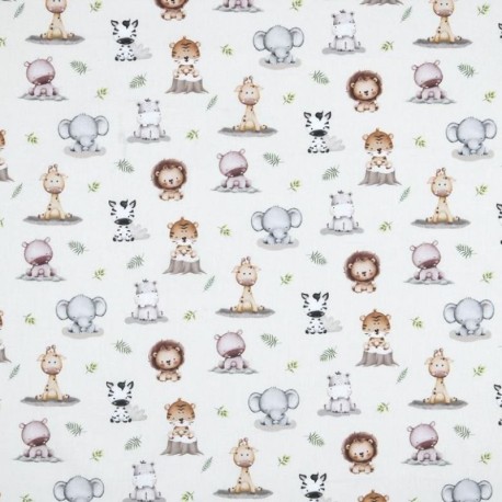 Coupon 3m Tissu Coton Imprimé Safary Naturel