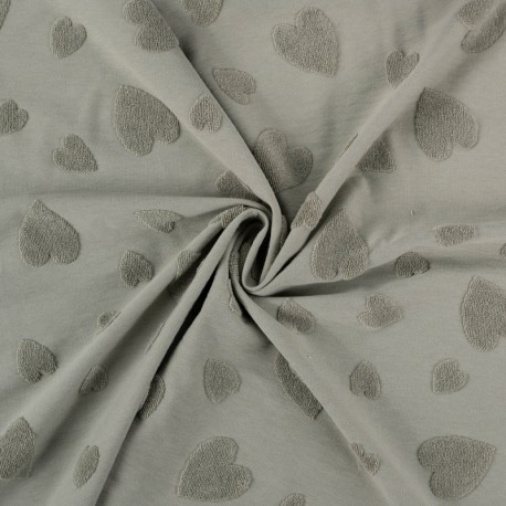 Coupon 3m Tissu Coton Jacquard Coeur Kaki