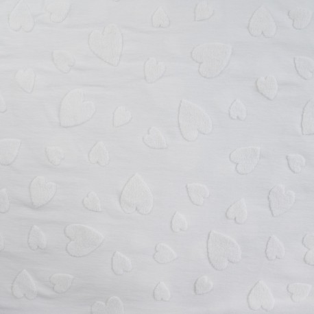 Coupon 3m Tissu Coton Jacquard Coeur Blanc 