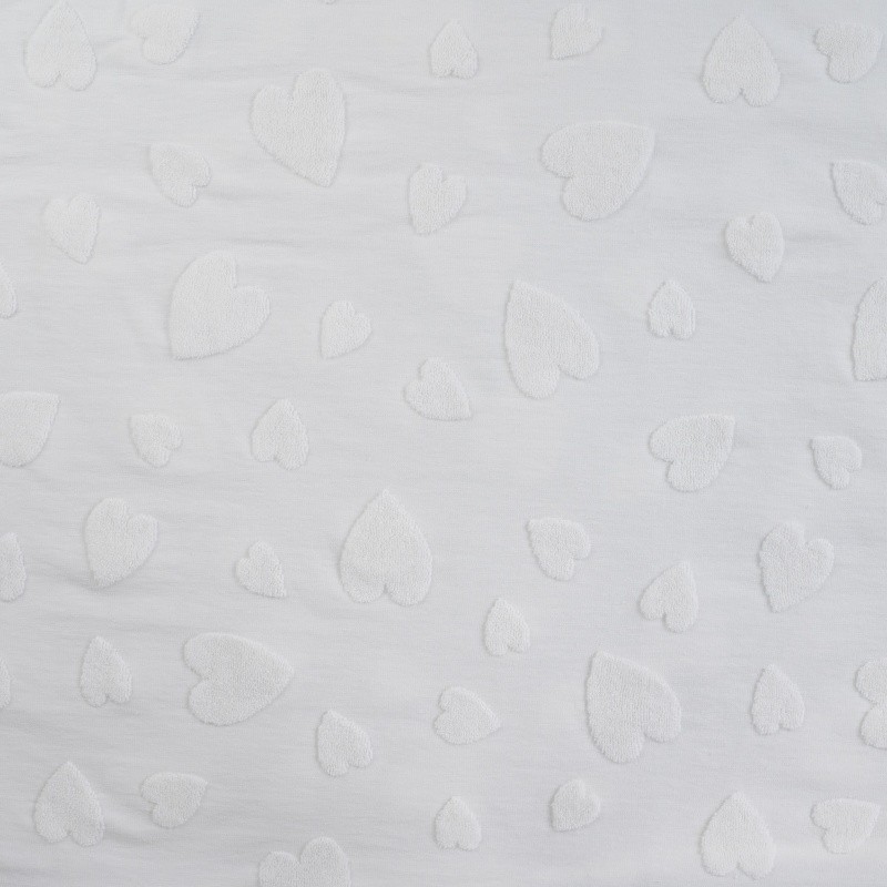 Coupon 3m Tissu Coton Jacquard Coeur Blanc 