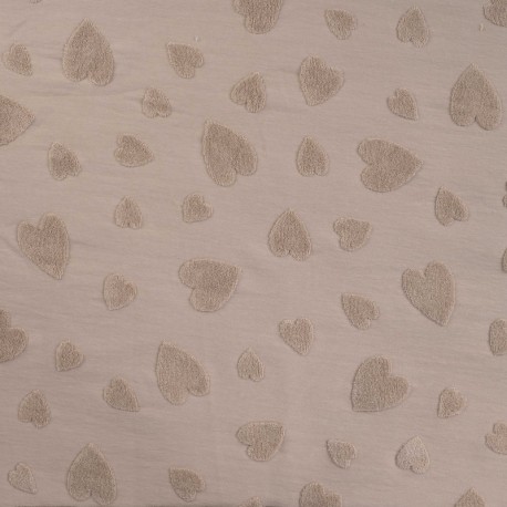 Coupon 3m Tissu Coton Jacquard Coeur Sable 
