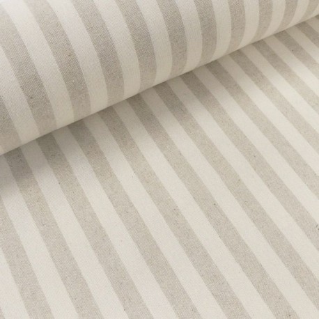 Coupon 3m Tissu Mallorca Raya Tissé Teint Raye Naturel 