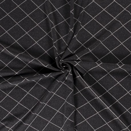 Coupon 3m Tissu Carreaux Noir