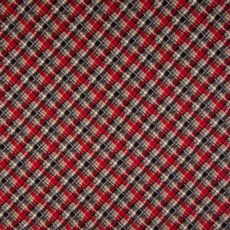 Coupon 3m Tissu Viscose Imprimé Carreaux Brique 