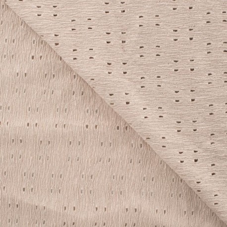 Coupon 3m Tissu Broderie Sur Crepe Elasthane Sable