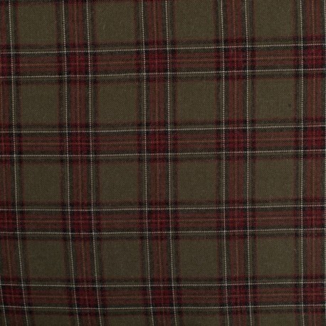 Coupon 3m Tissu Viscose Carreaux Army 