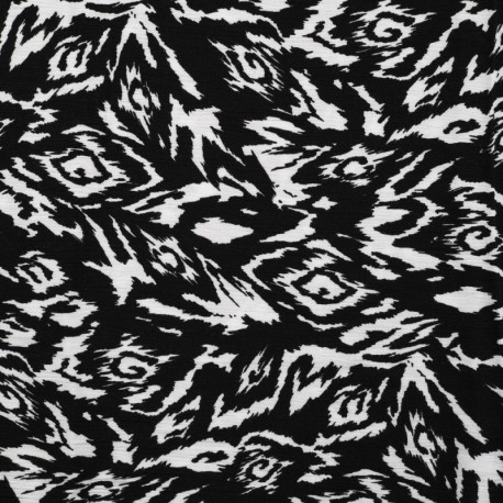 Coupon 3m Tissu Crepe Viscose Fluide Graphic Noir 