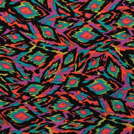 Coupon 3m Tissu Crepe Viscose Fluide Graphic Multico