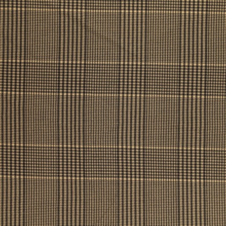 Coupon 3m Tissu Twill Stretch Lourd Carreaux Noir et marron