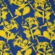 Coupon 3m Tissu Crêpe de Viscose Imprimé Fleurs Bleu Roi