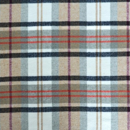 Coupon 3m Tissu Tartan Flanelle Carreaux Gris 