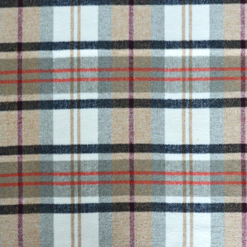 Coupon 3m Tissu Tartan Flanelle Carreaux Gris 