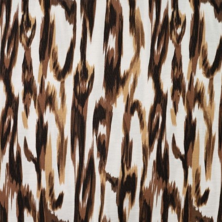 Coupon 3m Tissu Crêpe Viscose Imprimé Marron