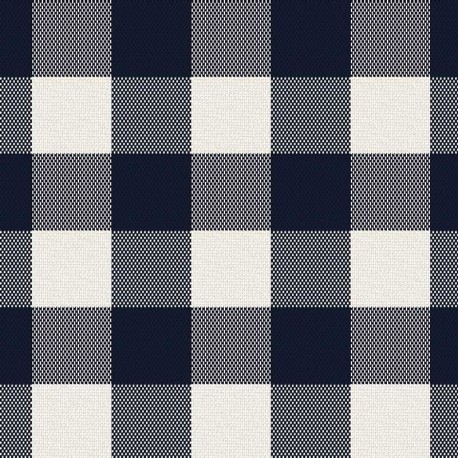 Coupon 3m Tissu Cuadro Carreaux Bleu Marine