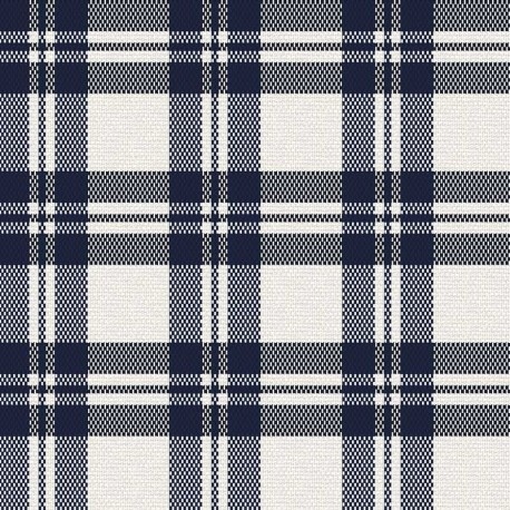 Coupon 3m Tissu Escoces Carreaux Bleu Marine