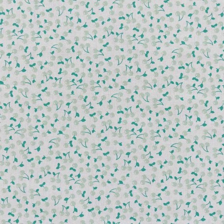 Coupon 3m Tissu Cerises Cretonne Jade 