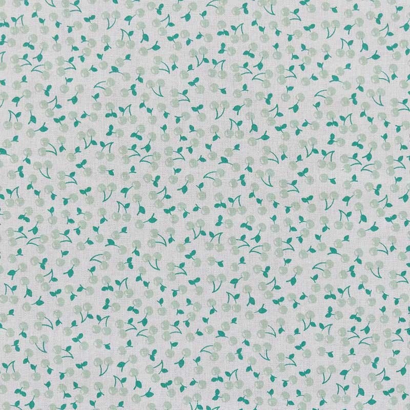 Coupon 3m Tissu Cerises Cretonne Jade 