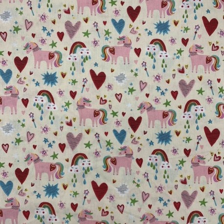 Coupon 3m Tissu Cretonne Lollipop Ivoire 