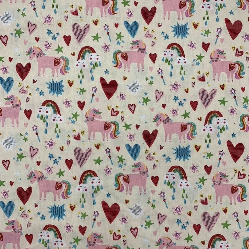 Coupon 3m Tissu Cretonne Lollipop Ivoire 