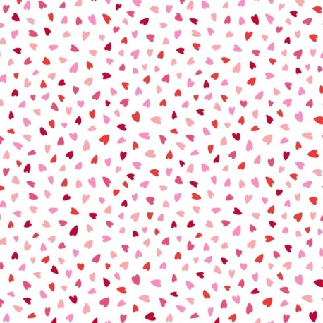 Coupon 3m Tissu Cretonne Imprimé Amour Blanc