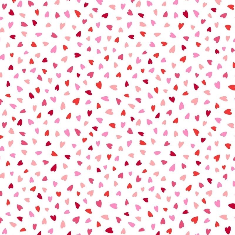 Coupon 3m Tissu Cretonne Imprimé Amour Blanc