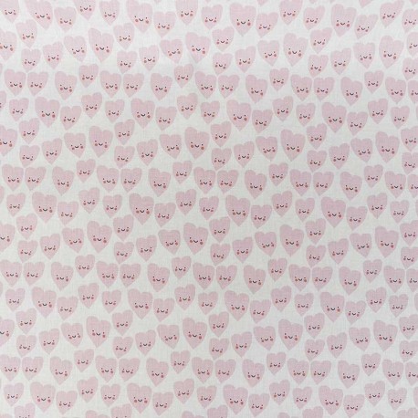 Coupon 3m Tissu Cretonne Imprimée Heart Rose