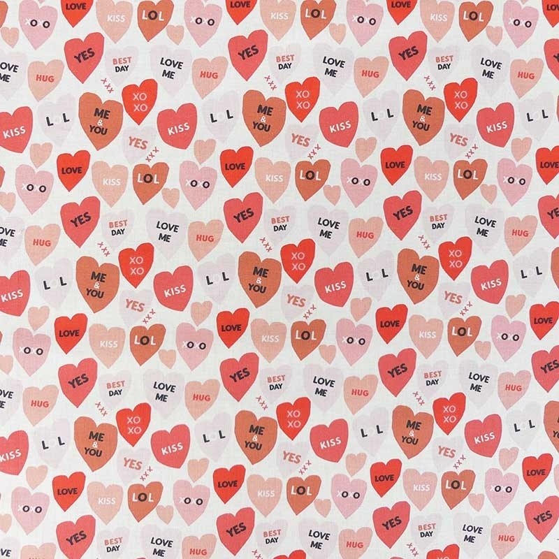 Coupon 3m Tissu Cretonne Imprimée Xoxo Rose