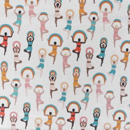 Coupon 3m Tissu Cretonne Imprimée Yoga Multico 