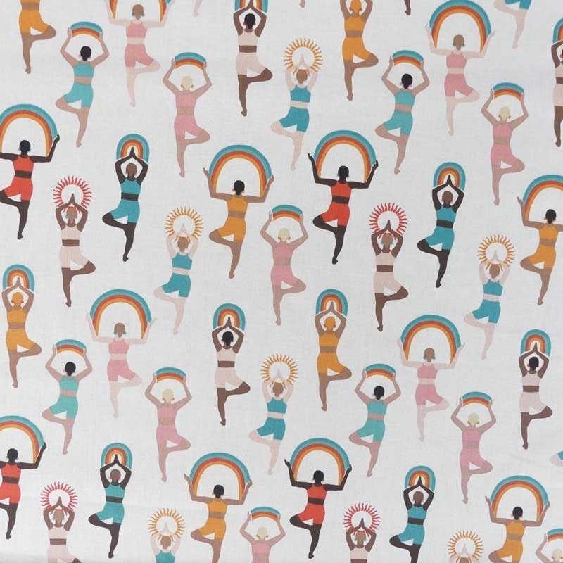Coupon 3m Tissu Cretonne Imprimée Yoga Multico 