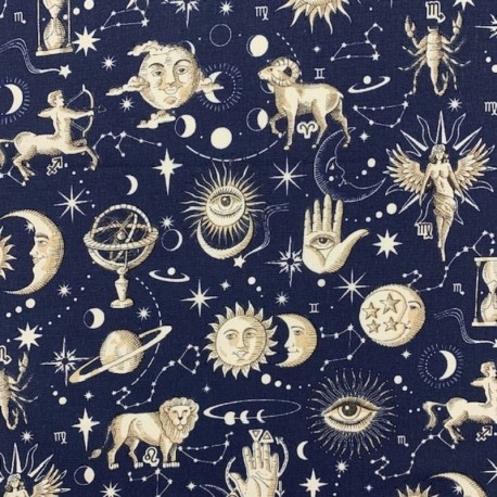 Coupon 3m Tissu Cretonne Cosmic Navy