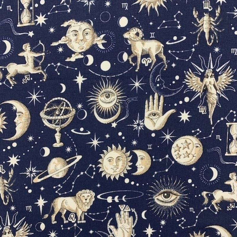 Coupon 3m Tissu Cretonne Cosmic Navy