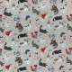 Coupon 3m Tissu Cretonne Pacha Gris rouge 