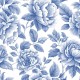 Coupon 3m Tissu Cretonne Cobalt Imprimé Fleurs Bleu