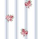 Coupon 3m Tissu Cretonne Batifolle Imprimé Fleurs sur Rayures Bleues