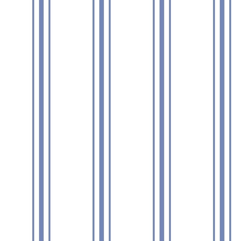 Coupon 3m Tissu Cretonne Imprimée Regence Rayure Bleu
