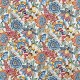 Coupon 3m Tissu Cretonne Imprimée Esmeralda Fleurs Blanc bleu