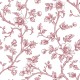 Coupon 3m Tissu Cretonne Imprimée Elisabeth Fleurs Roug