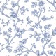 Coupon 3m Tissu Cretonne Imprimée  Elisabeth Fleurs Bleu