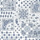 Coupon 3m Tissu Cretonne Imprimée Kansas Bandana Blanc bleu