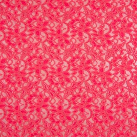 Coupon 3m Tissu Dentelle Candy Corail 