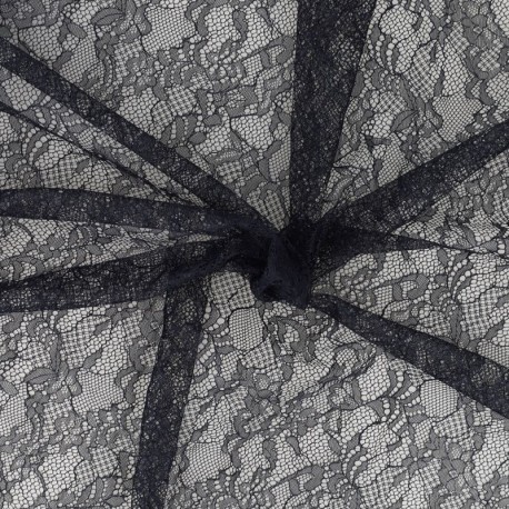 Coupon 3m Tissu Dentelle Fleur Rachel Marine