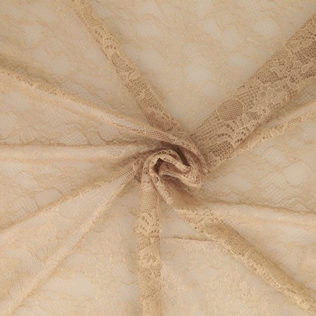 Coupon 3m Tissu Dentelle Fleur Rachel Beige