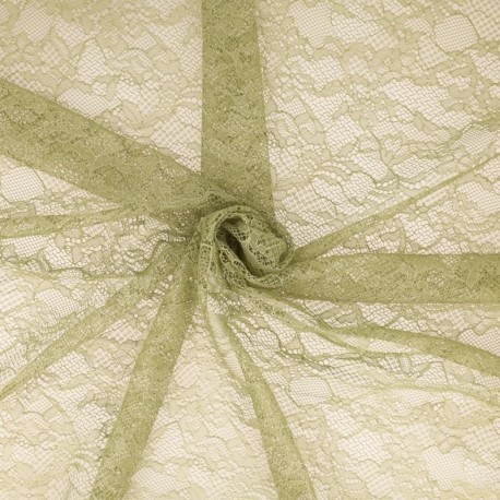 Coupon 3m Tissu Dentelle Fleur Rachel Vert
