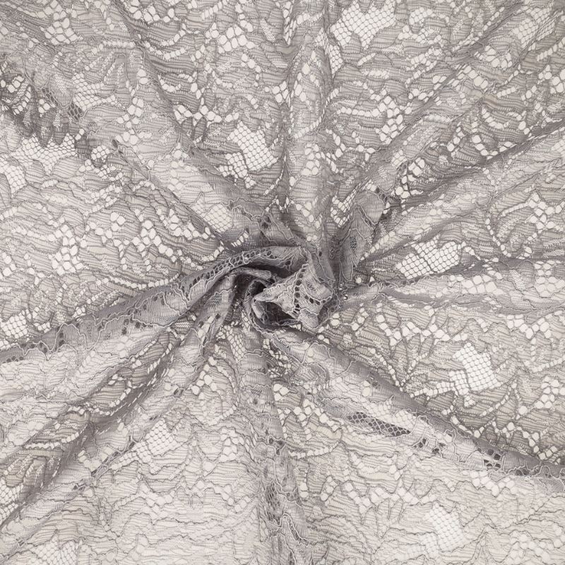 Coupon 3m Tissu Dentelle Fleur 1 Ardoise 